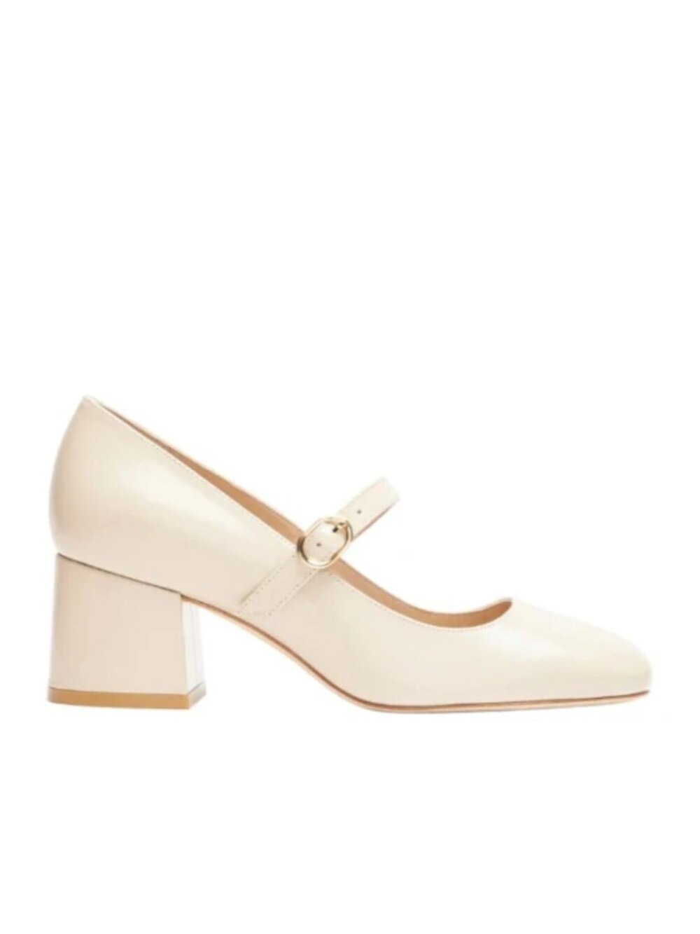 NWOT Stuart Weitzman MJ 60mm Leather Pump, Cream, US 7.5 C / EU 38C Wide